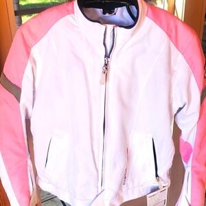 Castle Streetwear Escape Textile Motorcycle Embroider Pink &‎ White Sz 10 Jacket